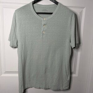 Abercrombie & Fitch Henley Shirt Mens Large Summer Linen Blend Short Sleeve